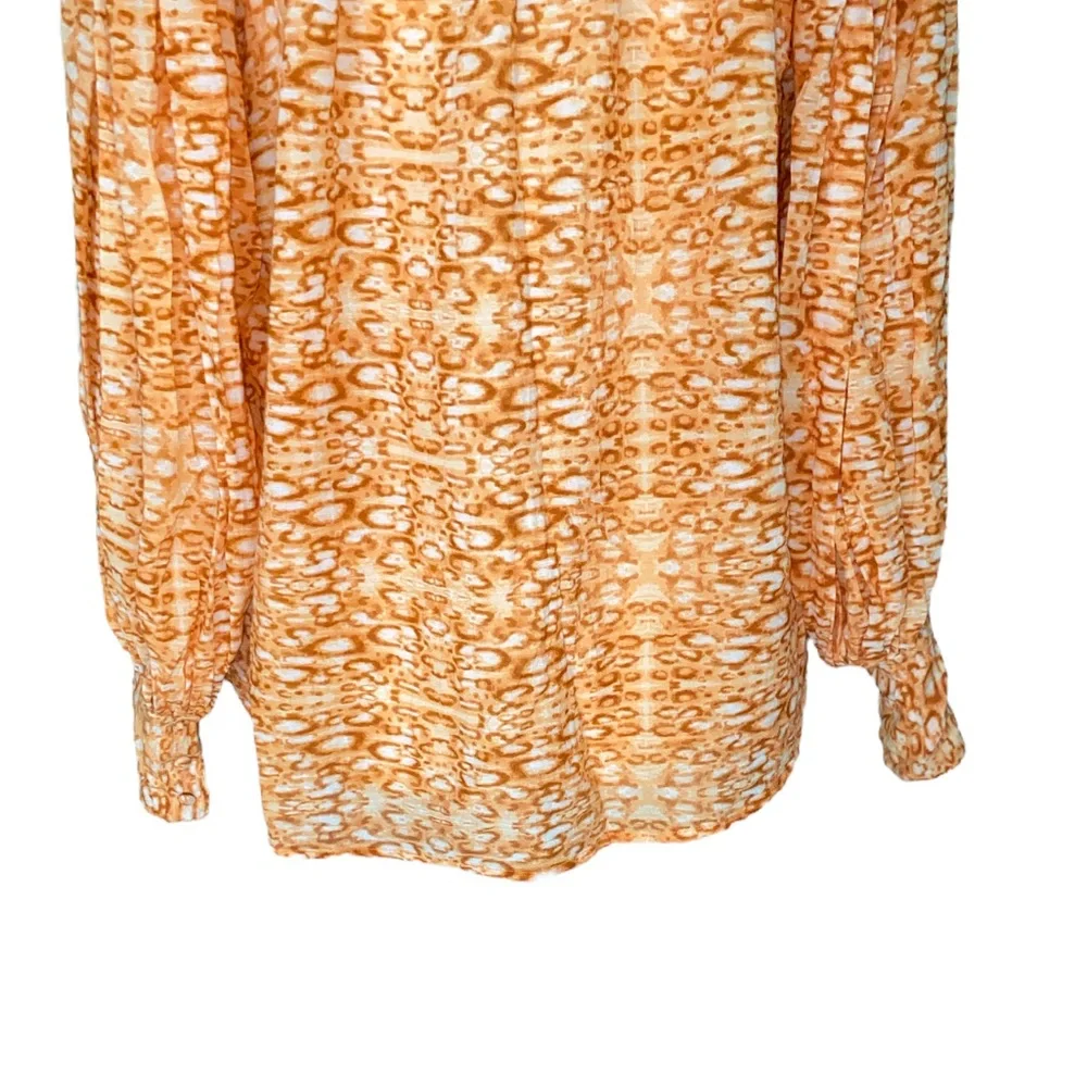 Anthropologie Kinga Csilla Sera Cropped Blouse in Orange Leopard Print - 2